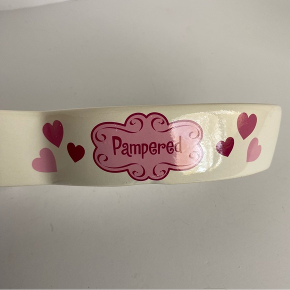 Cat Bowl Fish Shaped Ceramic “Pampered” White Pink. 8” Long Water Food Kitty - Picture 10 of 14